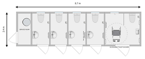 ARKEM LEISURE AVON portable toilet and shower block, lorry park, truck stop, luxury lodge, office block